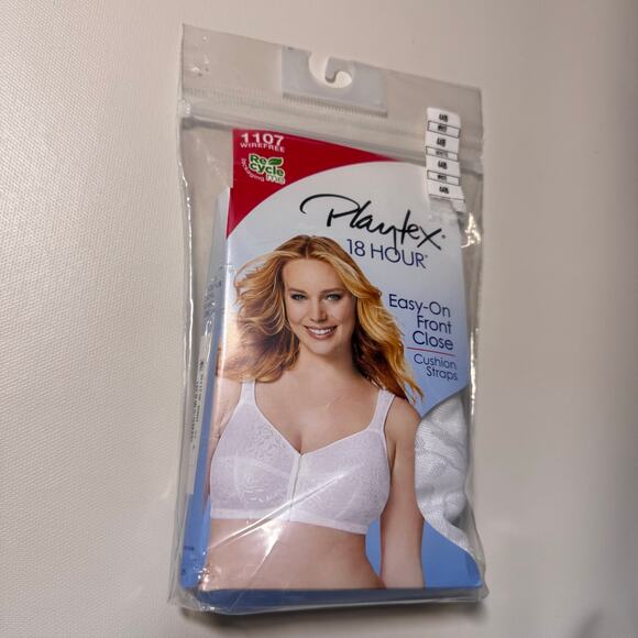 NEW Playtex 18 Hour Wireless Bra Women's Size 44B White Wirefree Front Closure - Picture 1 of 4